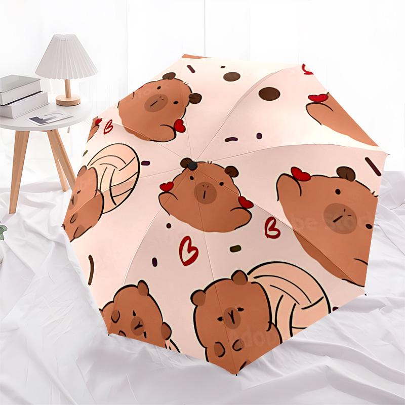 Capybara, Liebe Automatischer Faltregenschirm Kompakt 8 Rippen Design, Einzigartiger Stil, Geeignet für den Täglichen Außenbereich, Perfektes Geschenk für Freunde
