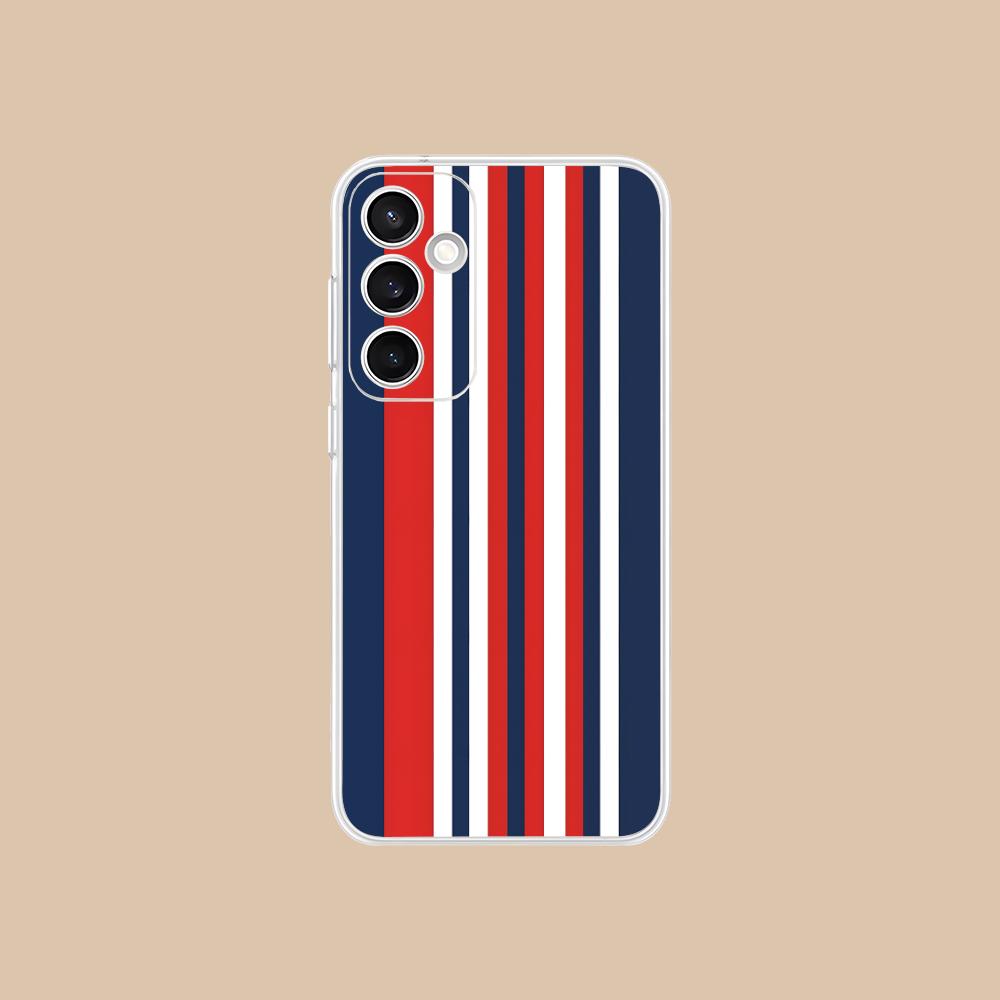 Red Blue Stripe Mobile Phone Case for Samsung Galaxy S25 S24 S23 S22 S21Plus FE Ultra Clear Colorful Cover Luxury Smartphone