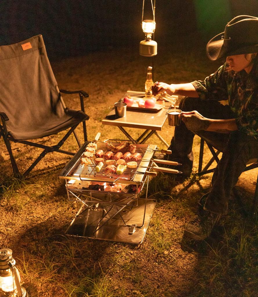 Camping Moon Extra silný nerezový gril grilovací stojan na táborák pro lidi, náhradní síť na grilovací gril (TÁBOROVÝ MĚSÍC) 4-5 MT-055-W1