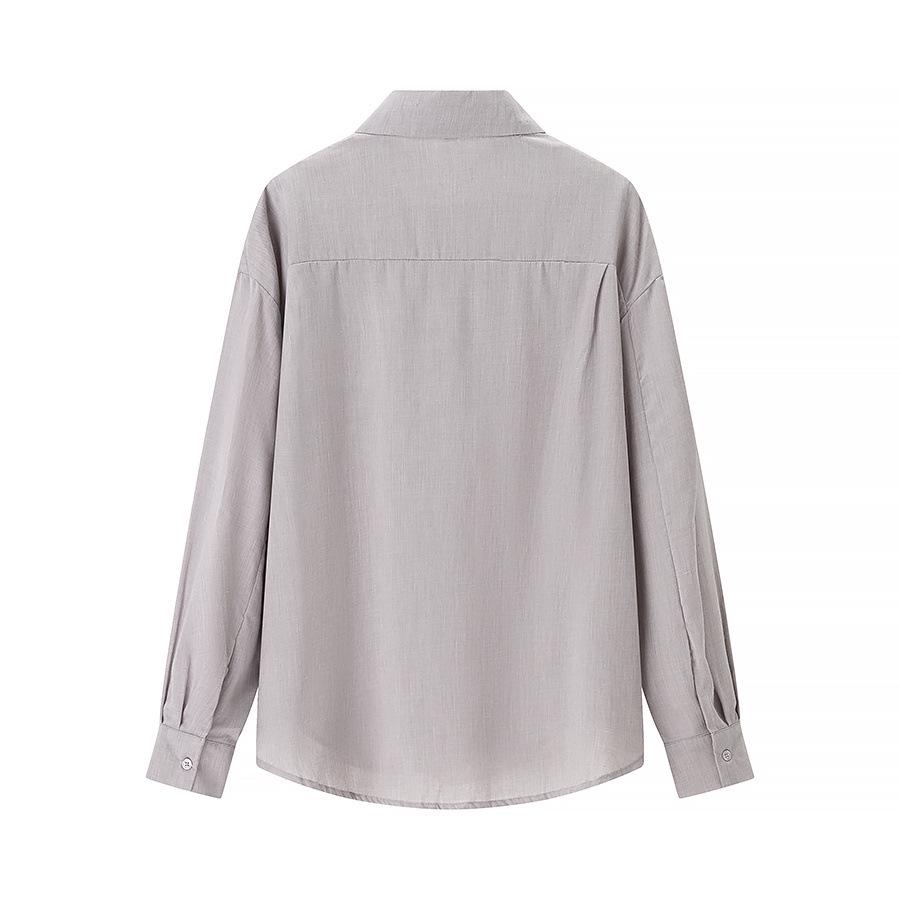 2025 Spring Women's European and American Style Multi-Color Button-Embellished Shirt with Turn-Down Collar