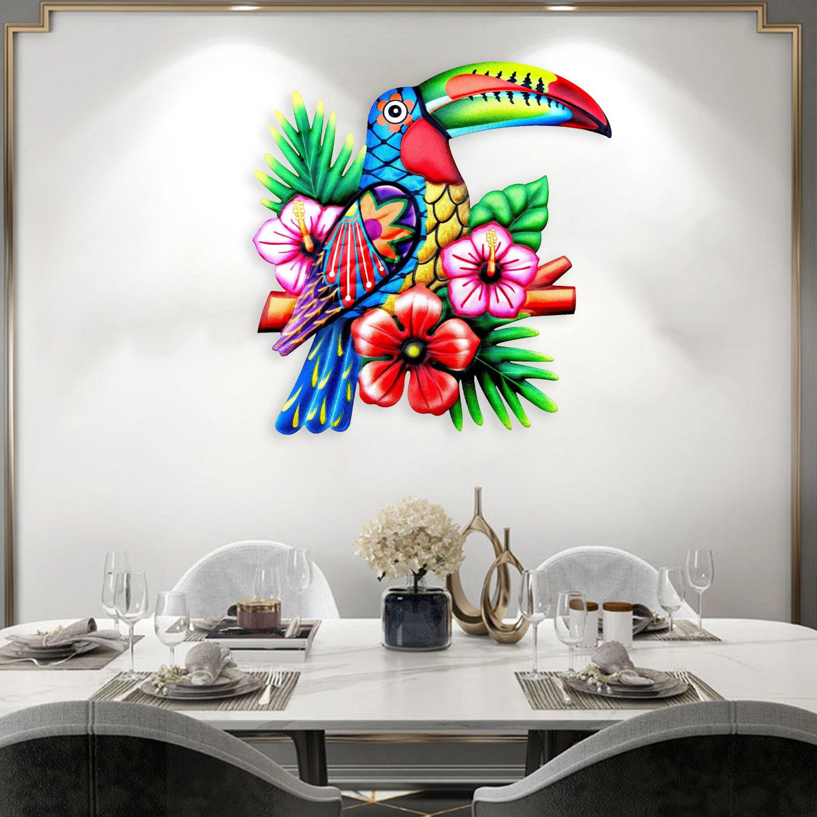 

Parrot Wall Art Sculpture Bird Wall Hanging Decoration for Bedroom Garden