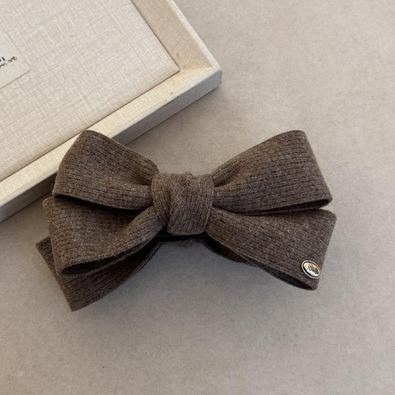 

1Pcs Knitted Bow Grip Clip Simple Solid Color Disc Hair Clip Secure Versatile Headwear Commuter/Daily Styling Hair Accessories коричневый