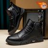 Men's Winter Fleece-lined Leather Chelsea Boots - Warm Casual British Style Dad Shoes