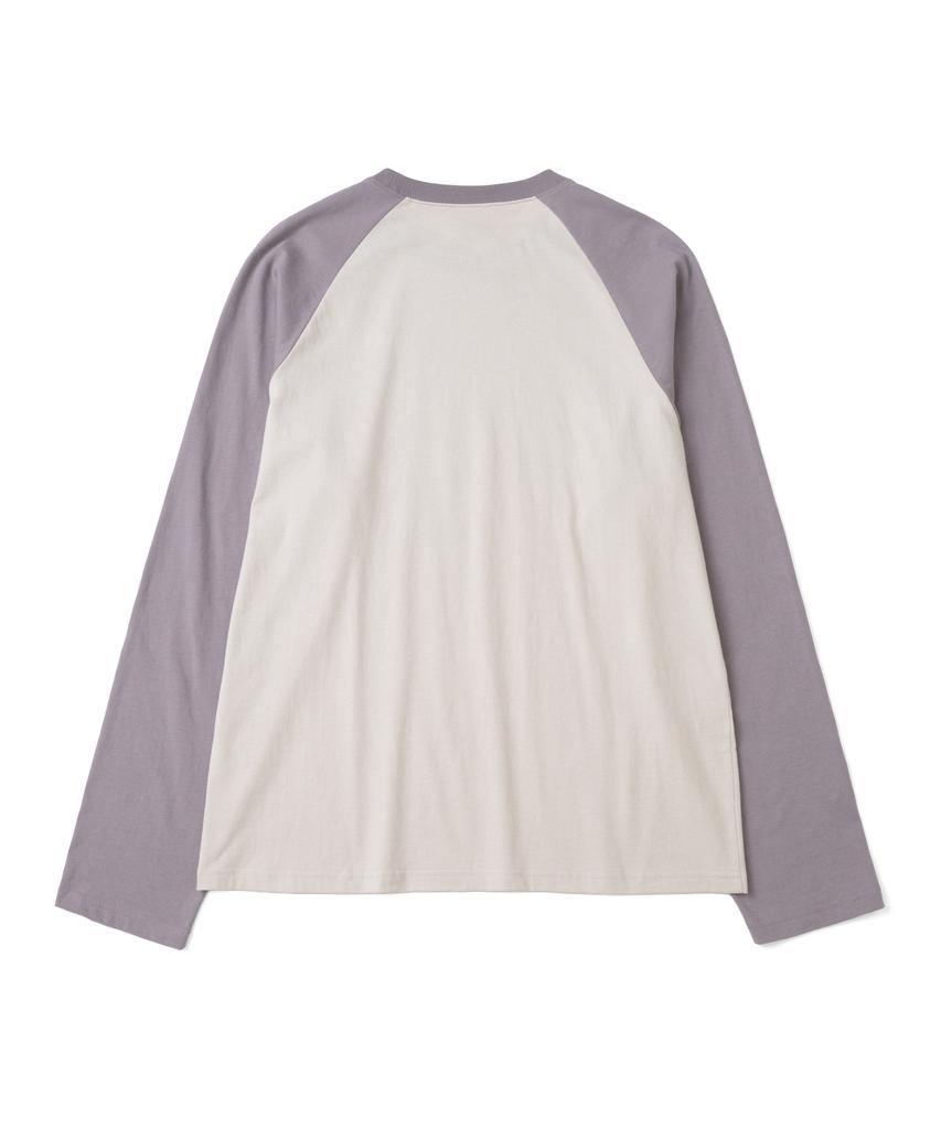 THE COLDEST MOMENT Tcm Mini Logo Raglan Long Sleeve (Beige/Purple)