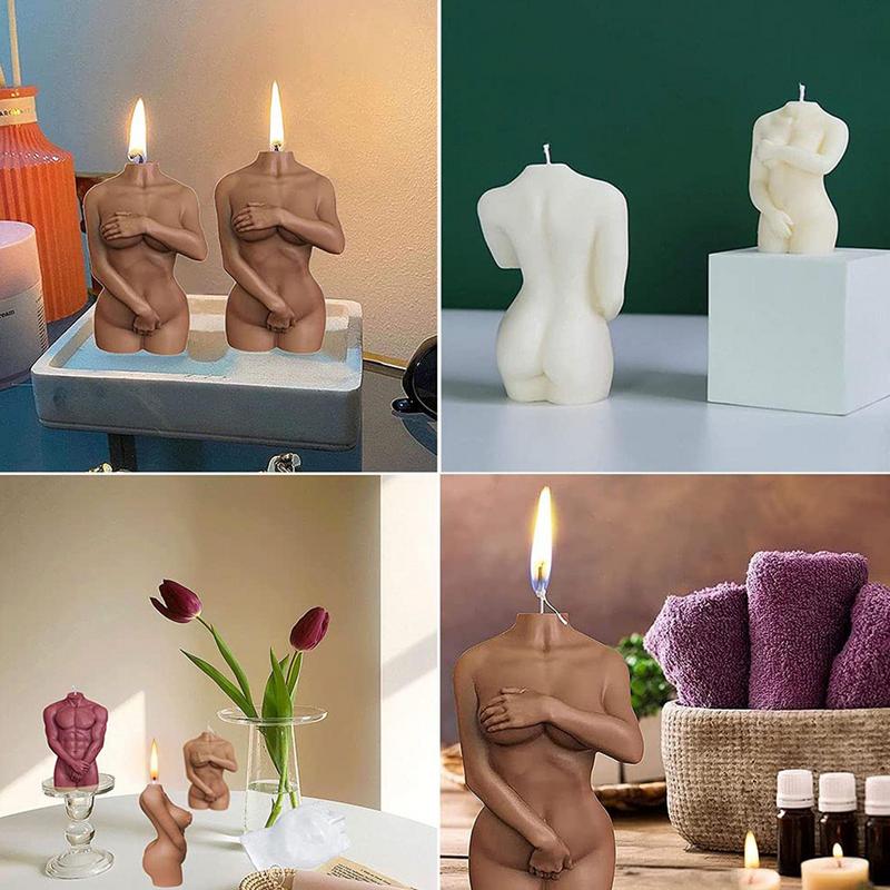 European Human Body Statue Candle Silicone Mold 3D Male Body Shy Woman Soap Aroma Wax Mold Candle Mold Home Crafts Decoration