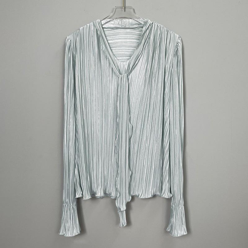 New V-Neck Trumpet Sleeve Loose Fit Casual Long-Sleeve Women's Top