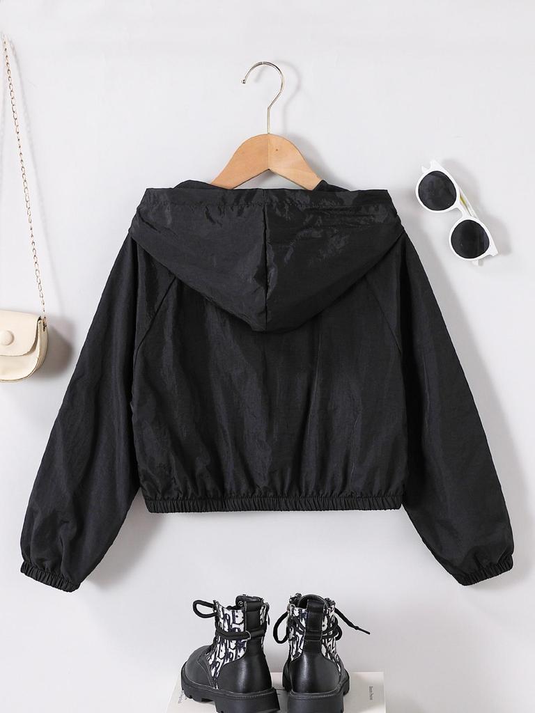 Mädchen 8-12 Jahre Ganzjahres Freizeitjacke, Raglan Langarm Reißverschluss Kurzer Mantel mit Reflektierendem Streifen, Leichte Outdoor Lauf- und Radsportbekleidung