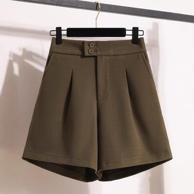 Große Herbst- und Winter-Oberbekleidung mit weitem Bein, Wollshorts für dicke und dünne Damen, hoch taillierte A-Wort-Freizeithose mit Fleischbedeckung und Temperament