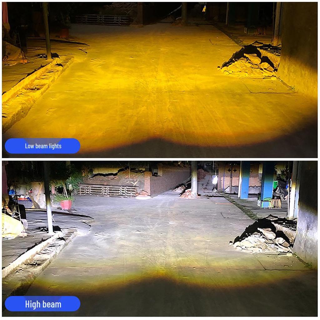 Cross-border LED Spotlight for Cars & Motorcycles: Yellow/White, High/Low Beam, External Light for Electric and Modified Vehicles