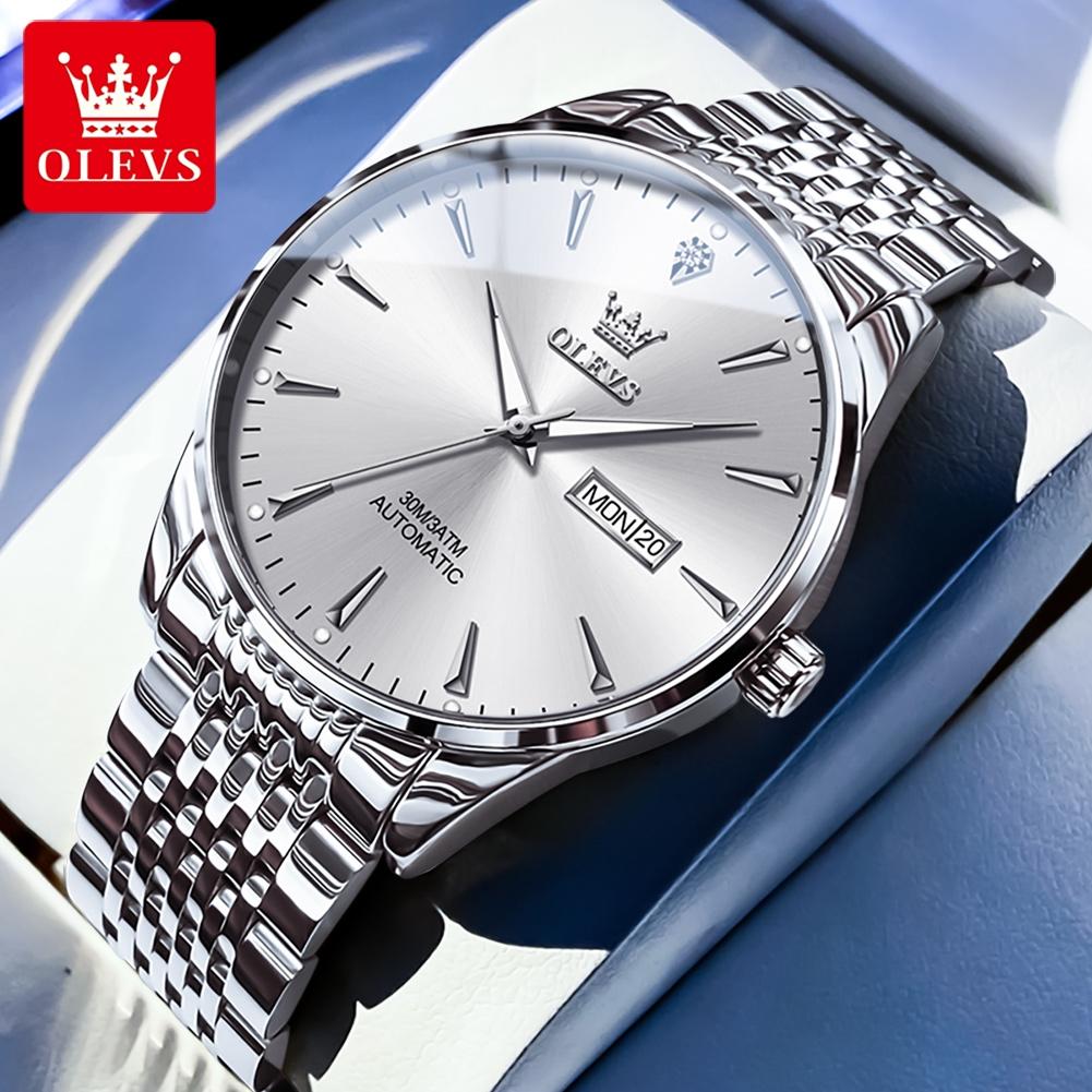 OLEVS 6635 Herrenuhr Automatikwerk Mechanische Armbanduhr Kalender Original Echte Uhr