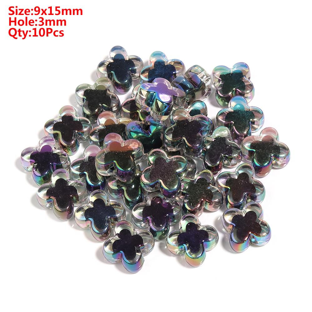 

10Pcs Acrylic Beads Black Series Plated Color Sense of Advanced Multiple Shapes Loose JewelryBeads For DIY Bracelet Fashion
