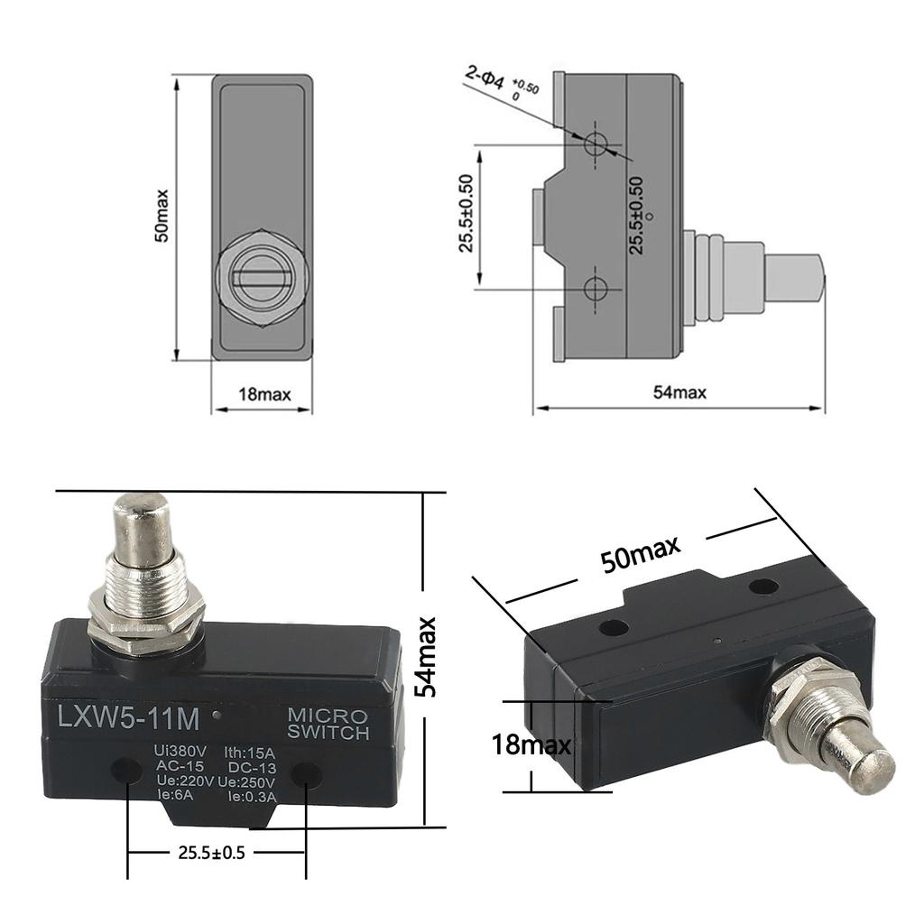 AC 380V DC 220V 10A Push Plunger Actuated Momentary Limit Switch LXW5-11M