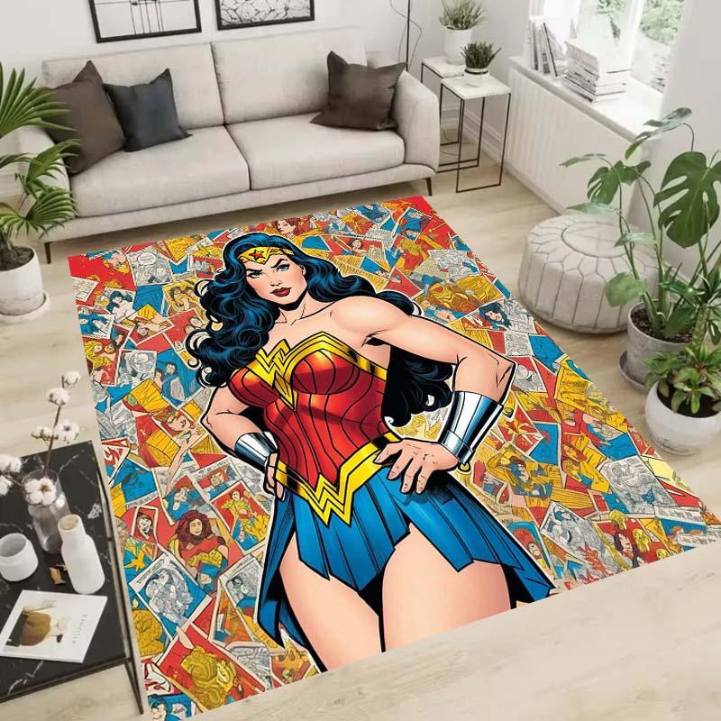Wonder Woman pattern rug, suitable for living room, bedroom, bedside, balcony and other places, Nordic style decorative rug,