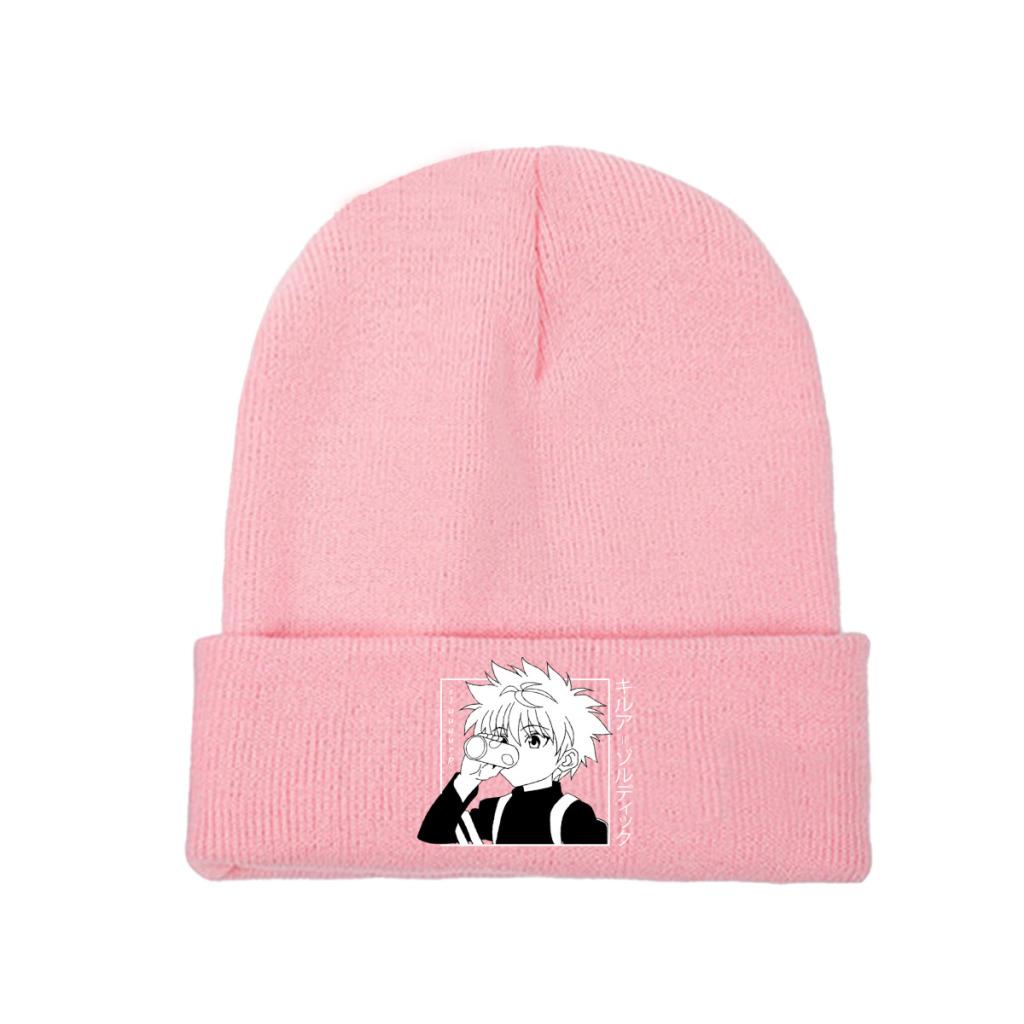 Kawaii Hunter X Hunter Killua Zoldyck Pletená čepice pro ženy Unisex Skullies Čepice Zimní čepice HXH Anime Manga Casual Cap
