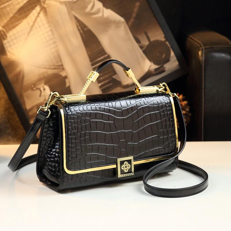 Underarm Leather Crocodile Pattern Single-shoulder Small Bag, Versatile Commuter Crossbody Bag, Himalayan Hand-held Small Square