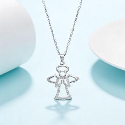 S925 Sterling Silver Guardian Angel Pendant Necklace for Women – Elegant Niche Design Clavicle Chain
