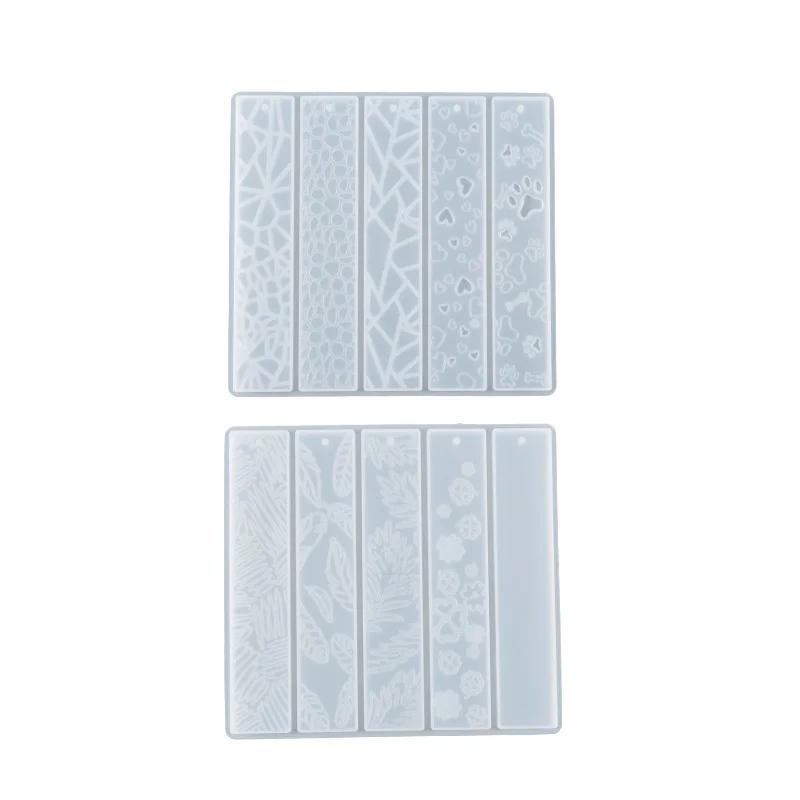 DIY Crystal Epoxy Resin Mold Leaves Cat's Claw Love Flower Rectangular Full Page Bookmark Silicone Mould