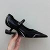 Designer Strange Heel Pointed Toe Women Modern Single Shoes All Match Casual High Heel Belt Buckle Pumps Lady Mary Janes