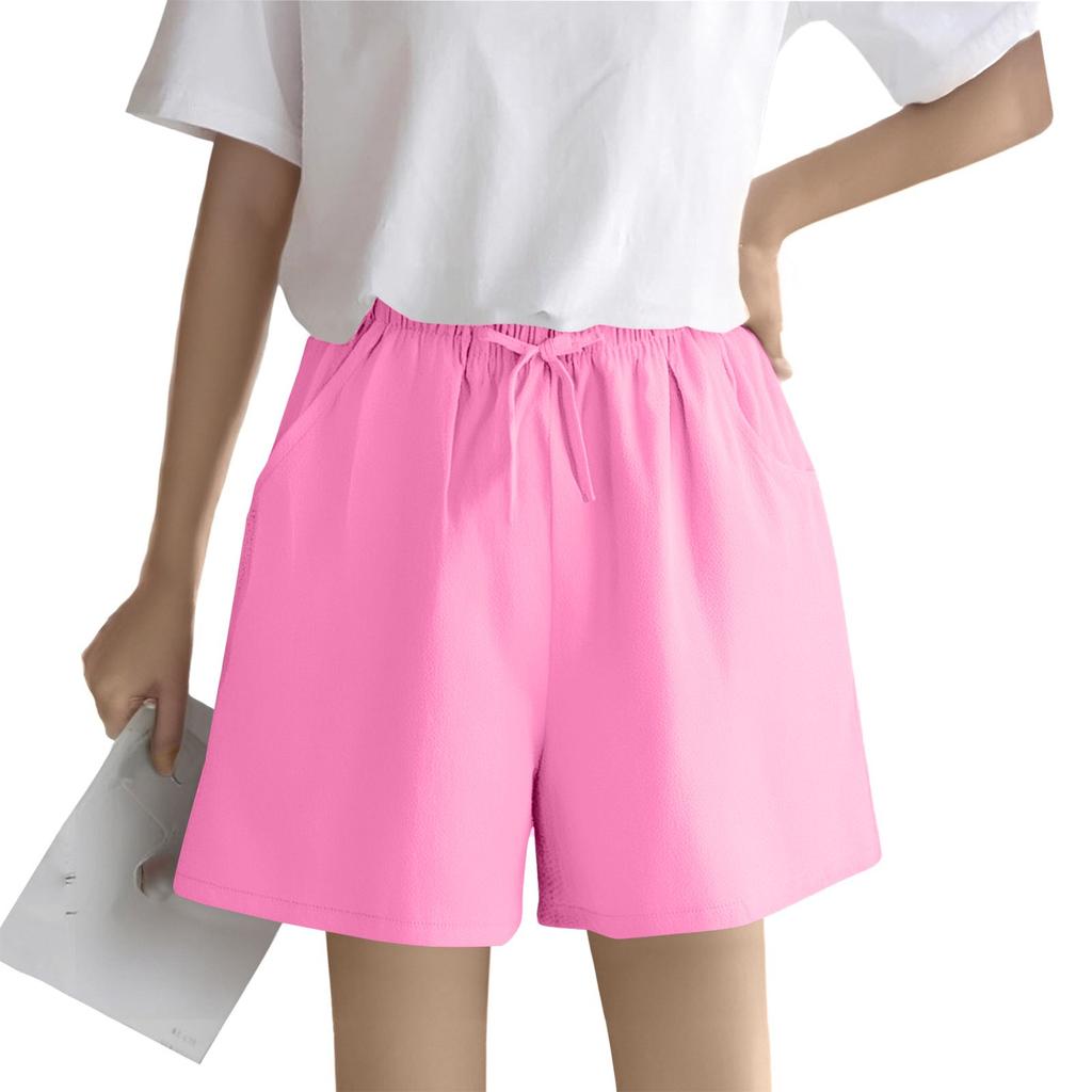 Women's Solid Color Linen Cotton Hemp Casual Sports Casual Shorts Pants