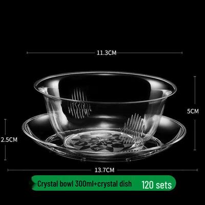 Einweg Kristallplastik Schalen und Geschirr Set