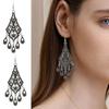 Vintage Hollow Out Droplet Flower Tassels Earrings Zinc Alloy Lightweight Dangle Jewelry for Women