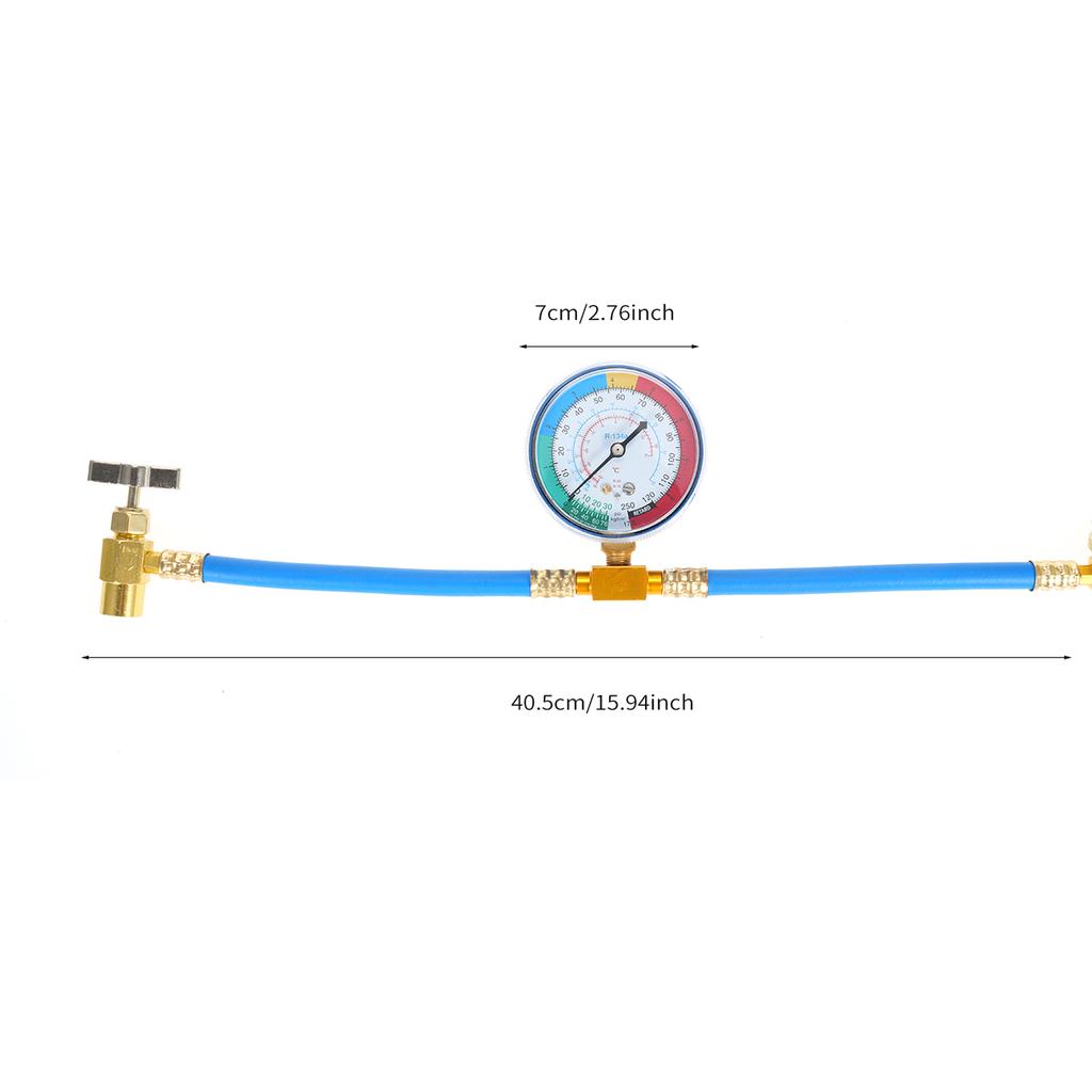 R134A AC Refrigerant Charge Hose Kit with Pressure Gauge Tap Quick Coupler, Fits for Car AC Air Conditioning Refrigerant