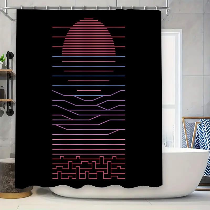 Geometric Pattern Shower Curtain Modern Abstract Art Bathroom Decor Waterproof Fabric Liner Set Backdrop 90x180cm