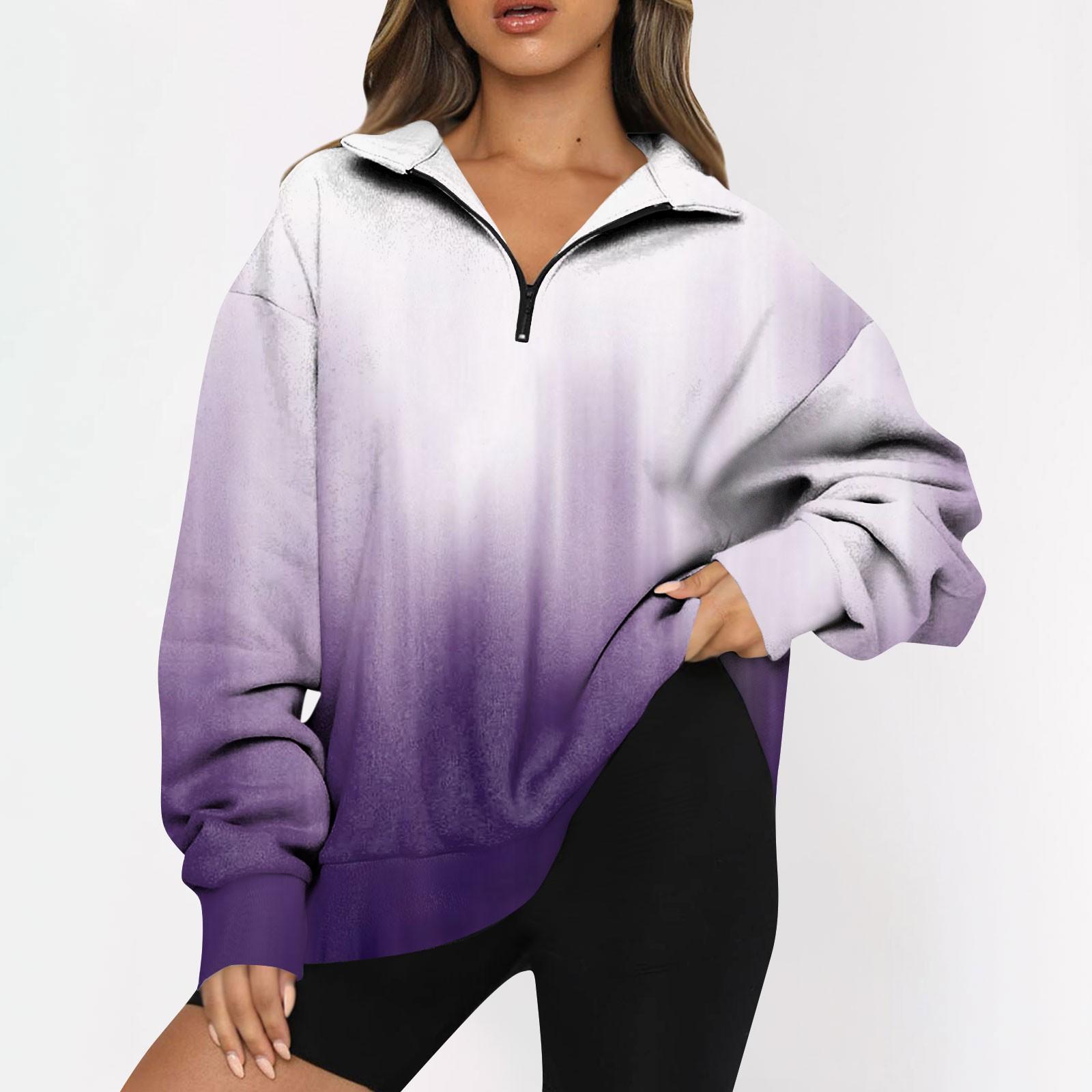 

Женская повседневная модная толстовка на молнии с длинным рукавом и цветочным принтом, топ на молнии XL фиолетовый