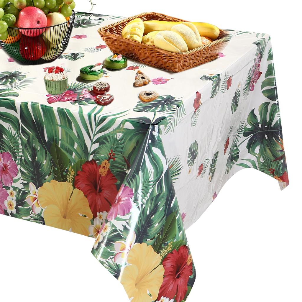 Hawaiian Luau Tablecloths Tropical Palm Leaves Table Cloth Hawaii Disposable Plastic Rectangular Table Birthday Party Supplies