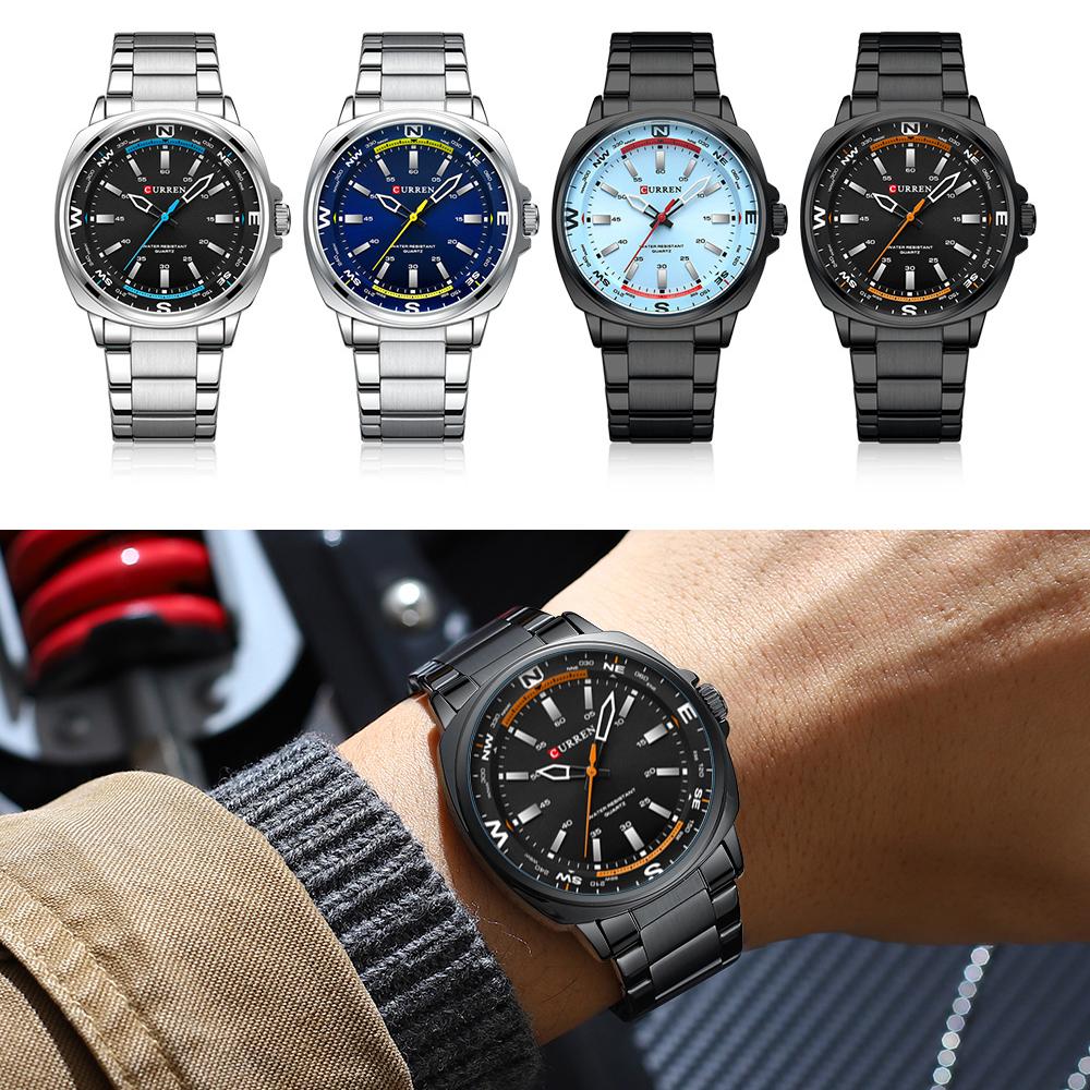 CURREN Einfache kreative Design Herrenuhr NEU Casual Edelstahl Armband Quarz Armbanduhren wasserdichte Uhr