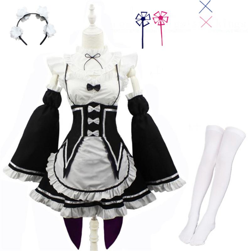 Anime Ram/Rem Cosplay Tērps Re Life