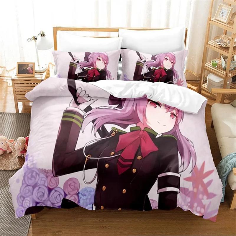 3D Druck Anime Seraph of the end Bettwäscheset Jungen Mädchen Twin Queen King Size Bettbezug Kissenbezug Bett Jungen Erwachsene