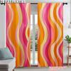 2 Peças Cortinas com Padrão Retrô Anos 70 Design com Passa Varetas Para Decoração de Quarto Sala Lavável à Máquina Material Poliéster Máquina