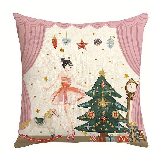 Weihnachtlicher Nussknacker und Zuckerfee Themen-Kissenbezug: Willkommen im Land der Süßigkeiten! Neujahrs-Hausdekoration