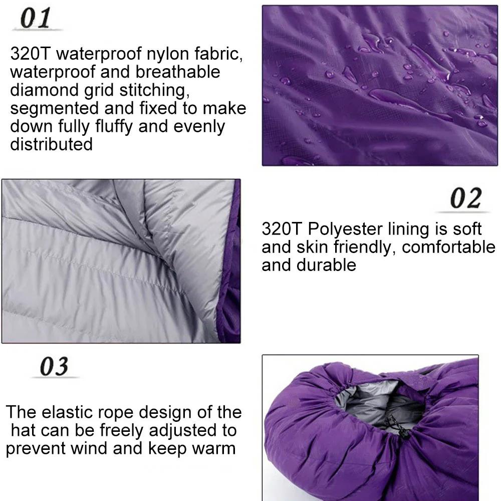 Outdoor Down Sleeping Bag 210cm * 80cm Single Person Thick and Warm Camping Sleeping Bag Can Be Spliced Sleeping Bag