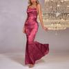 Suspender dress, European and American sexy backless jacquard strap long hip-wrapped fishtail dress