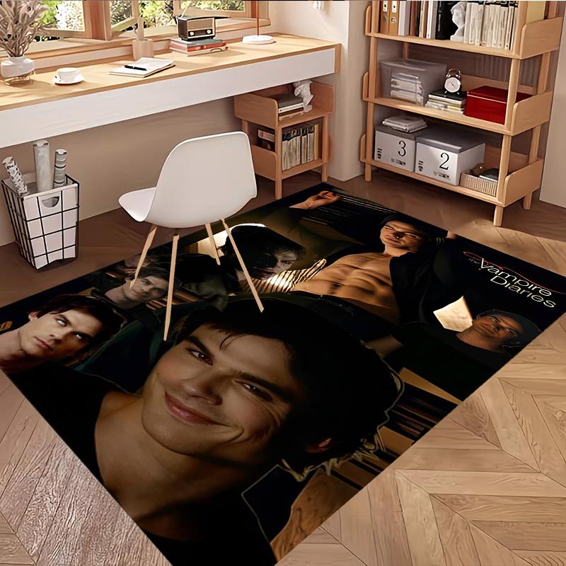 Damon Salvatore Print Rug, Washable Floor Carpet, For Entryway Dorm Laundry Room Office Study, Home Decor Birthday Christmas Gift