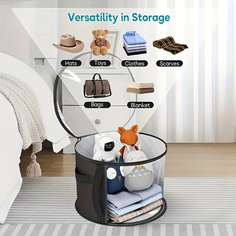 Extra-Large Foldable Hat Storage Box - Durable Non-Woven Fabric, Stain-Resistant with Clear Viewing Window, Perfect for Cowboy