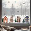 Christmas Houses Window Stickers Removable Self-adhesive Double Sided Snowflakes Xmas Tree Wall Glass Decals For Home Decoration