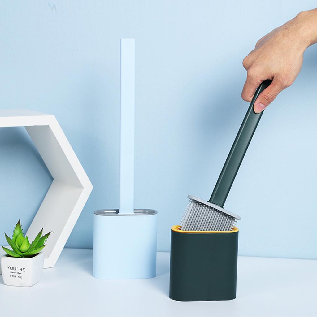 Silicone Toilet Brush with Toilet Brush Holder Creative Cleaning Brush Set