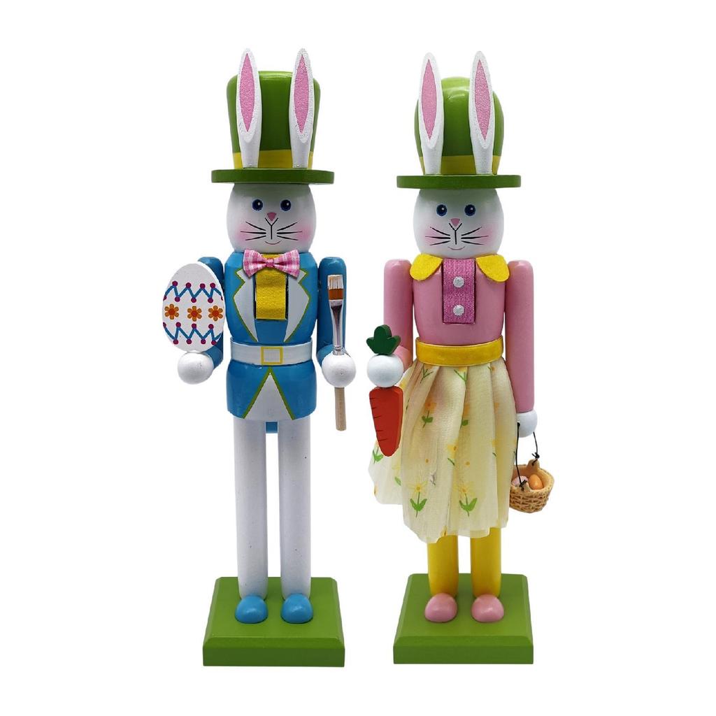 Osterhase Nussknacker Dekoration Heimdekoration Traditionelle Nussknackerfigur Kaninchenornament für Partydekoration Heimfestivals Geschenk