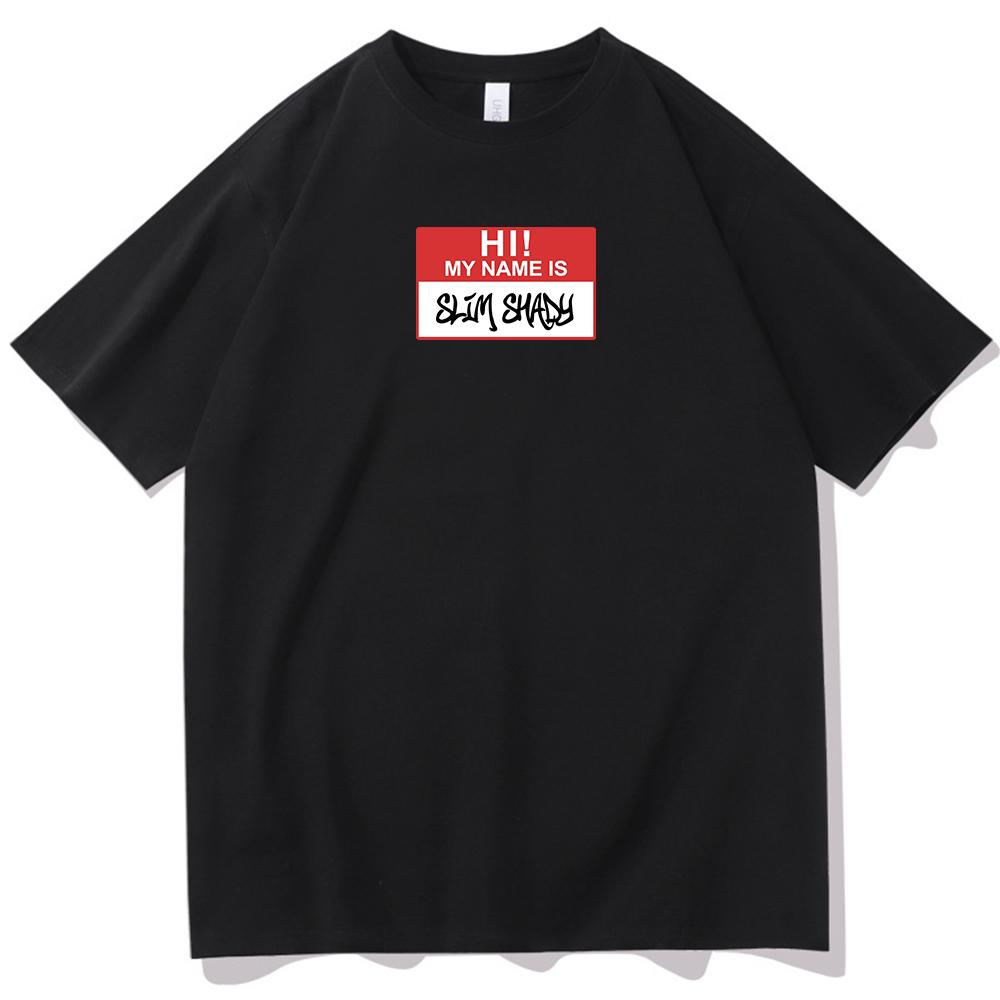 Eminem Hi My Name is Slim Shady T-Shirt Rundhals Kurzarmshirts Fans Geschenk