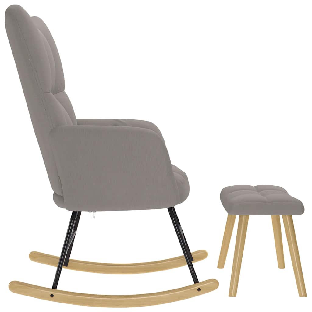 Rocking Chair with Footstool Taupe Fabric