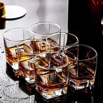 210ml/220ml/260ml/280ml Outdoor Picnic Thickened Square Glass Cups Bar KTV Whisky Cups Transparent American Latte Coffee Cups
