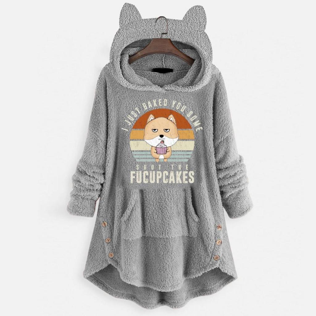 Autumn and Winter Hoodie, Women's Hooded Long Sleeved Double-sided Velvet Women's Oversized Jacket
