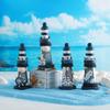 Mediterranean Wooden Lighthouse Decorative Figurine Home Office Gift For Beach Lovers