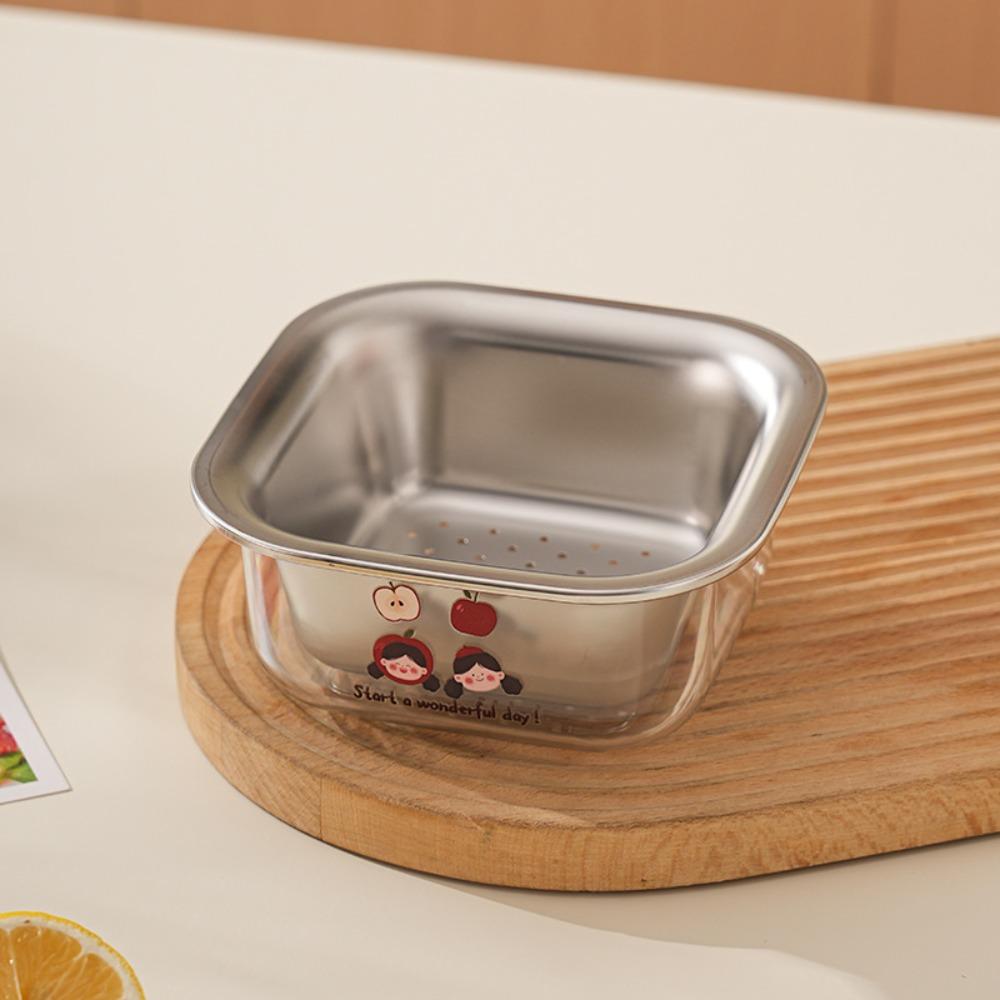 

PET Draining Basket Stainless Steel Fruit Storage Basket Kitchen Dishwashing Basket Home Use D