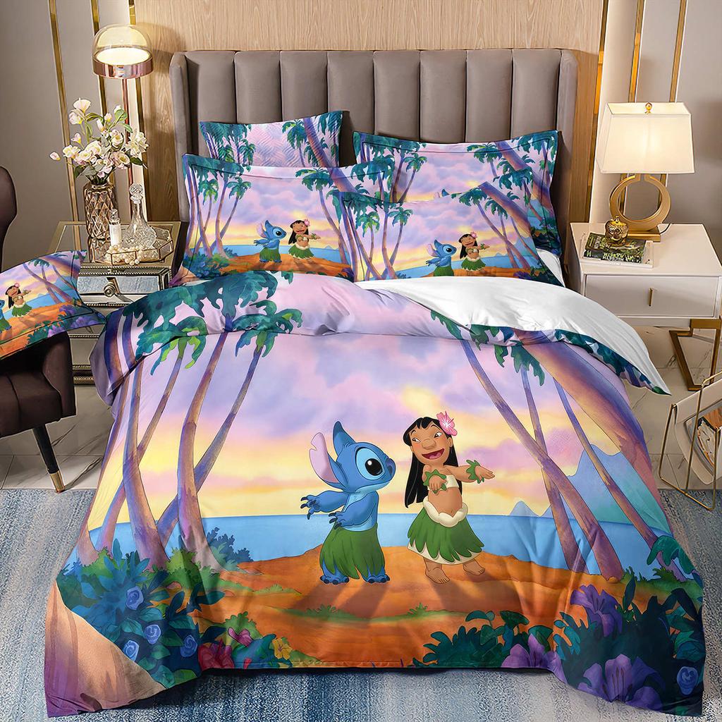 3D Digital Printing Quilt Cover Pillowcase Bedding Cartoon Three-Piece Set Home Textile Four-Piece Set