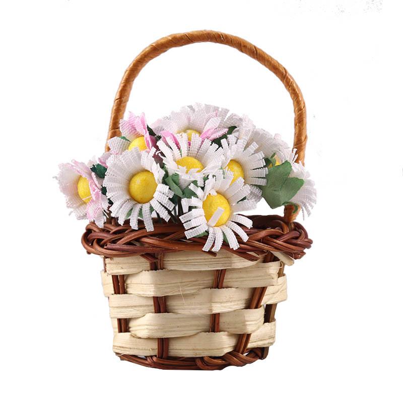 Miniature food toys 6 Miniature Flower Basket Model Dollhouse Decorative Ornament bjd Decoration dollhouse