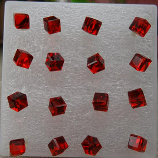 Koreanische 6mm Glas Kristall Würfel Ohrringe, Mehrfarbig, 8 Paare